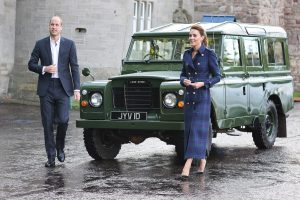 Prince William and Kate with Defender